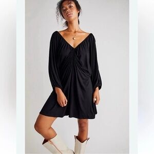 Free People Beach Black free-est Boa Dolman Slouchy Oversized Tunic Dress M41